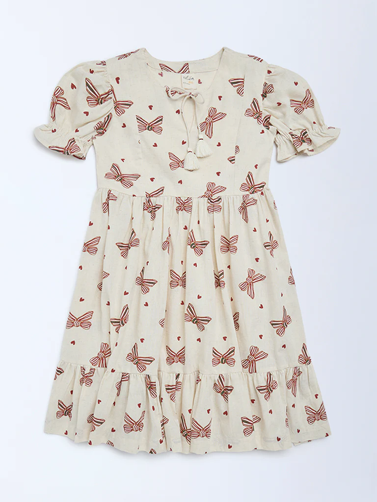 Off-White Bow-Printed Dress