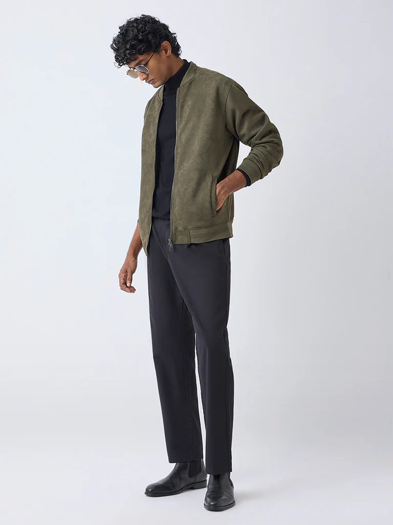 Ascot Olive Relaxed-Fit Suede Jacket
